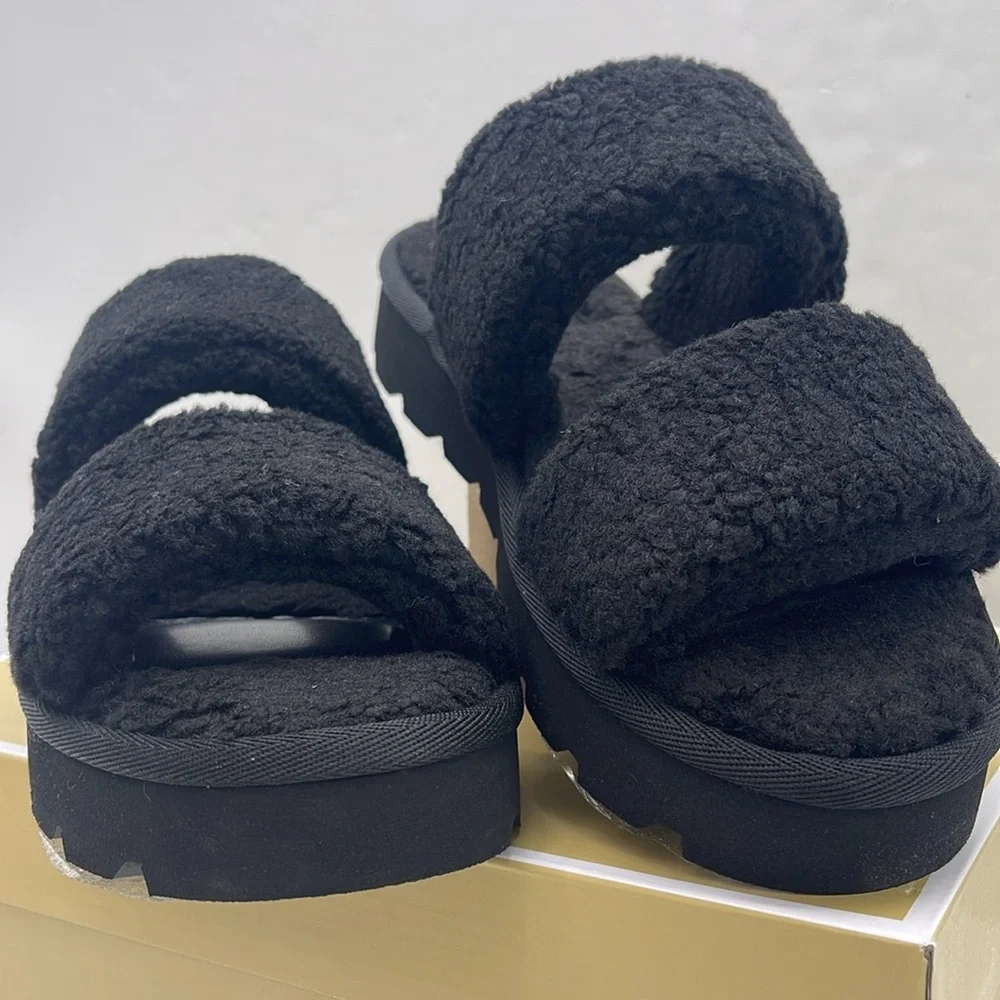 Michael Kors Black Faux Shearling Slides - Picture 5 of 16